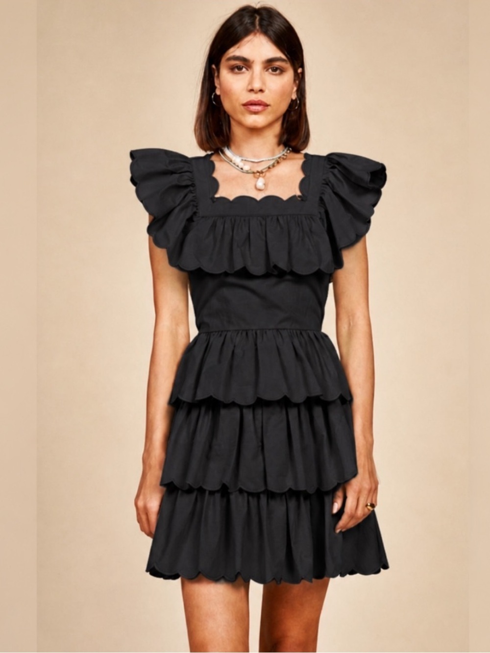 Hunter Bell Ramsey Ruffle Mini Dress Black